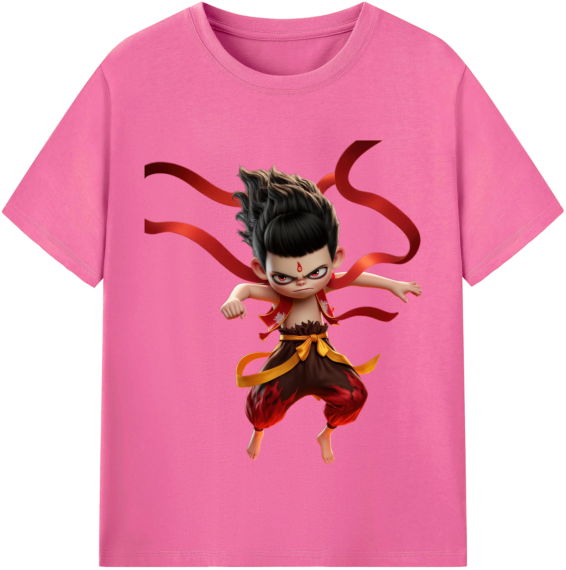 （画像用） Ne Zha 2 ナタ 魔童の大暴れ レディースカジュアルプリントTシャツ（綿100％）